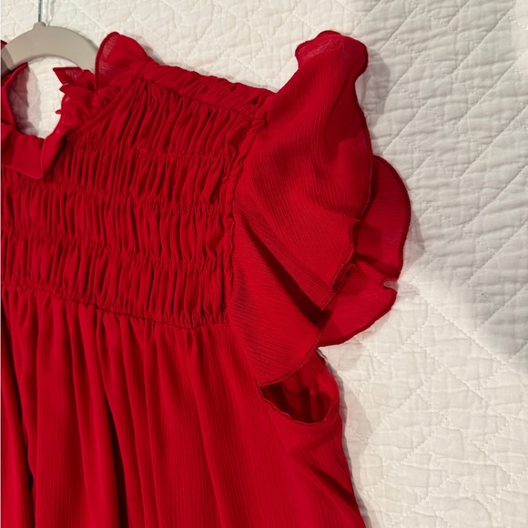 Zara Small red cap sleeve smocked top - Picture 5 of 5
